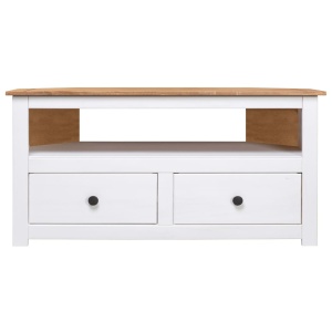 Comodă TV de colț alb 93x49x49 cm lemn masiv pin gama Panama - Img 2