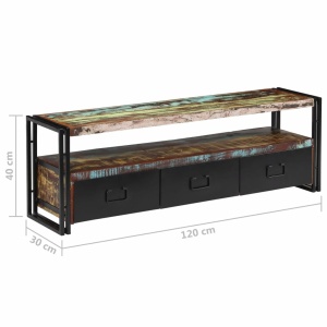 Comodă TV din lemn masiv reciclat 120 x 30 x 40 cm - Img 11