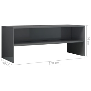 Comodă TV, gri foarte lucios, 100 x 40 x 40 cm, PAL - Img 5