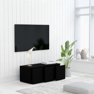 Comodă TV, negru, 80 x 34 x 30 cm, PAL - Img 4