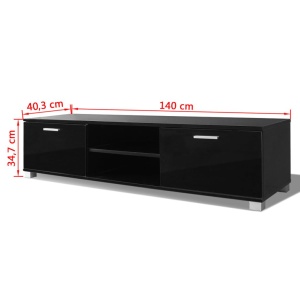 Comodă TV, negru extralucios, 140 x 40,3 x 34,7 cm - Img 5
