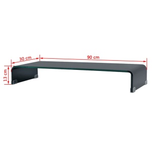 Comodă TV/Suport monitor sticlă, 90 x 30 x 13 cm, negru - Img 5