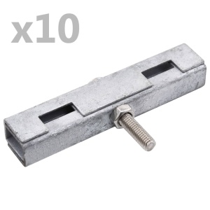 Conector in formă de U grilaj grădină, 10 seturi, argintiu