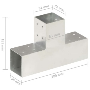 Conectori de grindă, formă T, 4 buc, 81x81 mm, metal galvanizat - Img 6