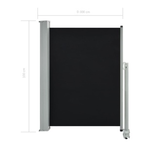 Copertină laterală retractabilă de terasă, negru, 100 x 300 cm - Img 7