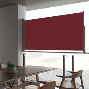 Copertină laterală retractabilă de terasă, roșu, 80 x 300 cm