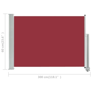 Copertină laterală retractabilă de terasă, roșu, 80 x 300 cm - Img 7