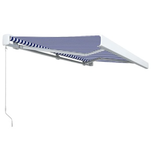 Copertină manuală tip casetă, albastru și alb, 350 x 250 cm - Img 3