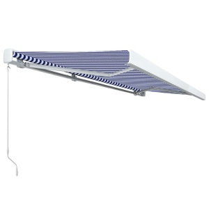 Copertină manuală tip casetă, albastru și alb, 500 x 300 cm - Img 3