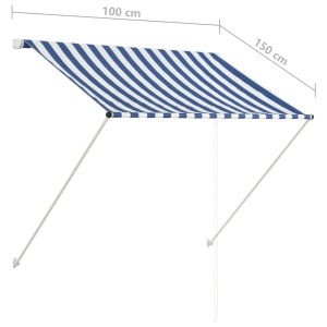 Copertină retractabilă, albastru și alb, 100 x 150 cm - Img 7