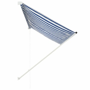 Copertină retractabilă, albastru și alb, 250 x 150 cm - Img 4
