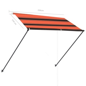 Copertină retractabilă cu LED, portocaliu și maro, 250 x 150 cm - Img 9