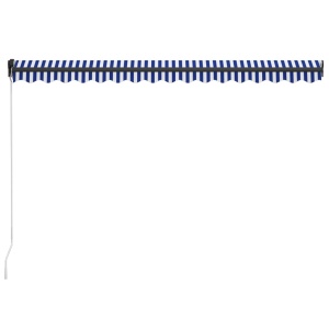 Copertină retractabilă manual, albastru și alb, 450x300 cm - Img 4