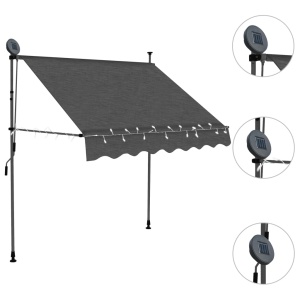 Copertină retractabilă manual cu LED, antracit, 100 cm - Img 3