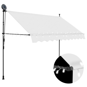 Copertină retractabilă manual cu LED, crem, 300 cm