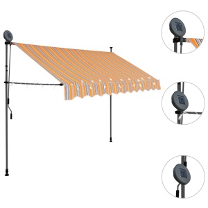 Copertină retractabilă manual cu LED, galben &amp; albastru, 300 cm - Img 3