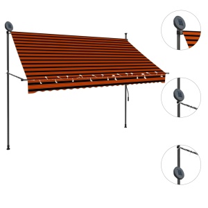 Copertină retractabilă manual cu LED, portocaliu & maro, 250 cm - Img 2