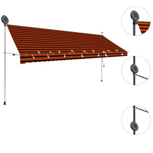 Copertină retractabilă manual cu LED, portocaliu &amp; maro, 400 cm - Img 3