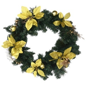 Coroniță de Crăciun cu becuri LED, verde, 60 cm, PVC - Img 4
