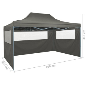 Cort de petrecere pliabil cu 3 pereți, antracit, 3 x 4 m, oțel - Img 9