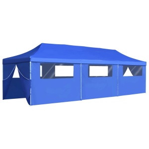 Cort petrecere pliabil cu 8 pereți laterali, albastru, 3 x 9 m - Img 8