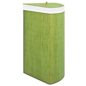 Coș de rufe din bambus, pentru colț, verde, 60 L - Img 8