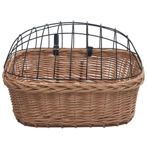 Coș frontal bicicletă cu capac, 50x45x35 cm, salcie naturală - Img 5