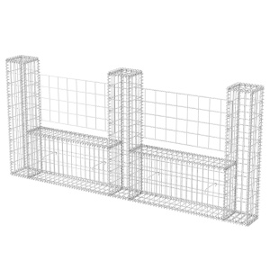 Coș gabion in formă de U, 240 x 20 x 100 cm, oțel galvanizat - Img 2