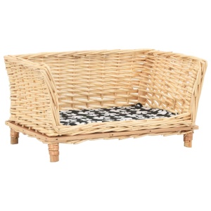 Coș pentru câini cu pernă, 50x33x35 cm, salcie naturală
