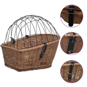 Coș portbagaj bicicletă cu capac 55x31x36 cm, răchită naturală - Img 2