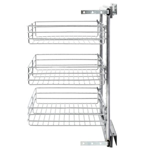 Coș sârmă bucătărie retractabil 3 niveluri argintiu 47x35x56 cm - Img 5