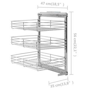 Coș sârmă bucătărie retractabil 3 niveluri argintiu 47x35x56 cm - Img 9