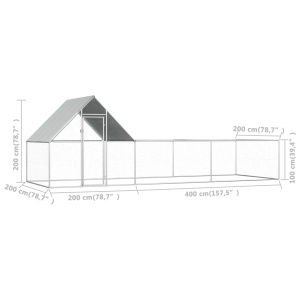 Coteț de găini, 6 x 2 x 2 m, oțel galvanizat - Img 5