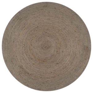Covor manual, gri, 150 cm, iută, rotund