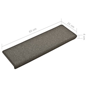 Covorașe de trepte de scară, 15 buc., gri inchis, 65 x 25 cm - Img 5