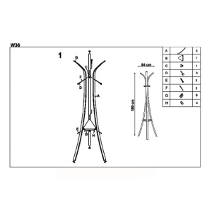 Cuier metalic negru 6 agatatori HM W36 - Img 2