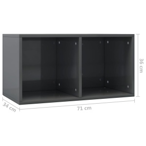 Cutie de depozitare vinyl-uri, gri lucios, 71 x 34 x 36 cm, PAL - Img 5