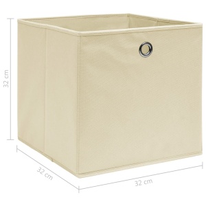 Cutii depozitare, 4 buc., crem, 32x32x32 cm, textil - Img 4