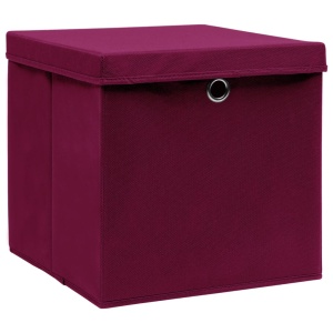 Cutii depozitare cu capac 10 buc. roșu inchis 32x32x32cm textil - Img 3