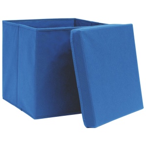 Cutii depozitare cu capace 10 buc. albastru 32x32x32 cm textil - Img 6