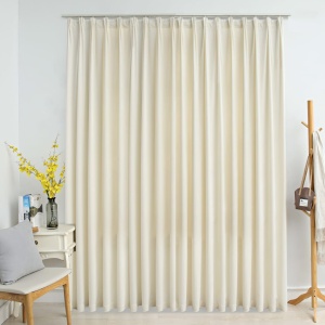 Draperie opacă, crem, 290 x 245 cm, catifea, cu cârlige