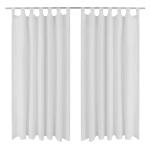Draperii micro-satin cu bride, 140 x 175 cm, alb, 2 buc.