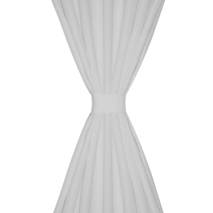 Draperii micro-satin cu bride, 140 x 245 cm, alb, 2 buc. - Img 3