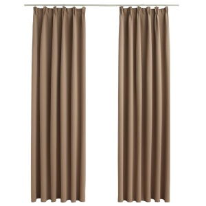 Draperii opace, 2 buc., gri taupe, 140 x 245 cm, cu cârlige - Img 2