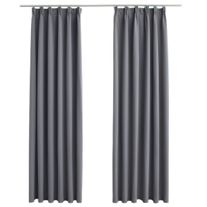 Draperii opace cu cârlige, 2 buc., gri, 140 x 175 cm - Img 2