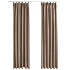Draperii opace cu cârlige, 2 buc., gri taupe, 140 x 225 cm - Img 2