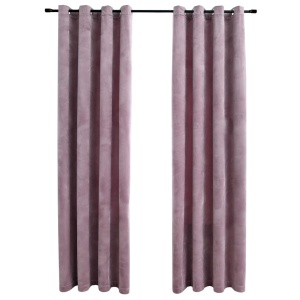 Draperii opace cu inele 2 buc. roz antichizat 140x225cm catifea - Img 2