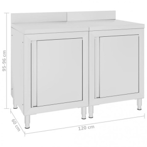 Dulap blat de lucru comercial, 120x60x96 cm, oțel inoxidabil - Img 5
