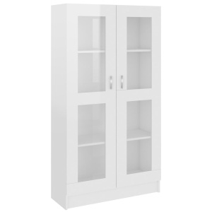Dulap cu vitrină, alb extralucios, 82,5 x 30,5 x 150 cm, PAL - Img 2