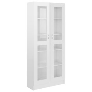 Dulap cu vitrină, alb extralucios, 82,5 x 30,5 x 185,5 cm, PAL - Img 2
